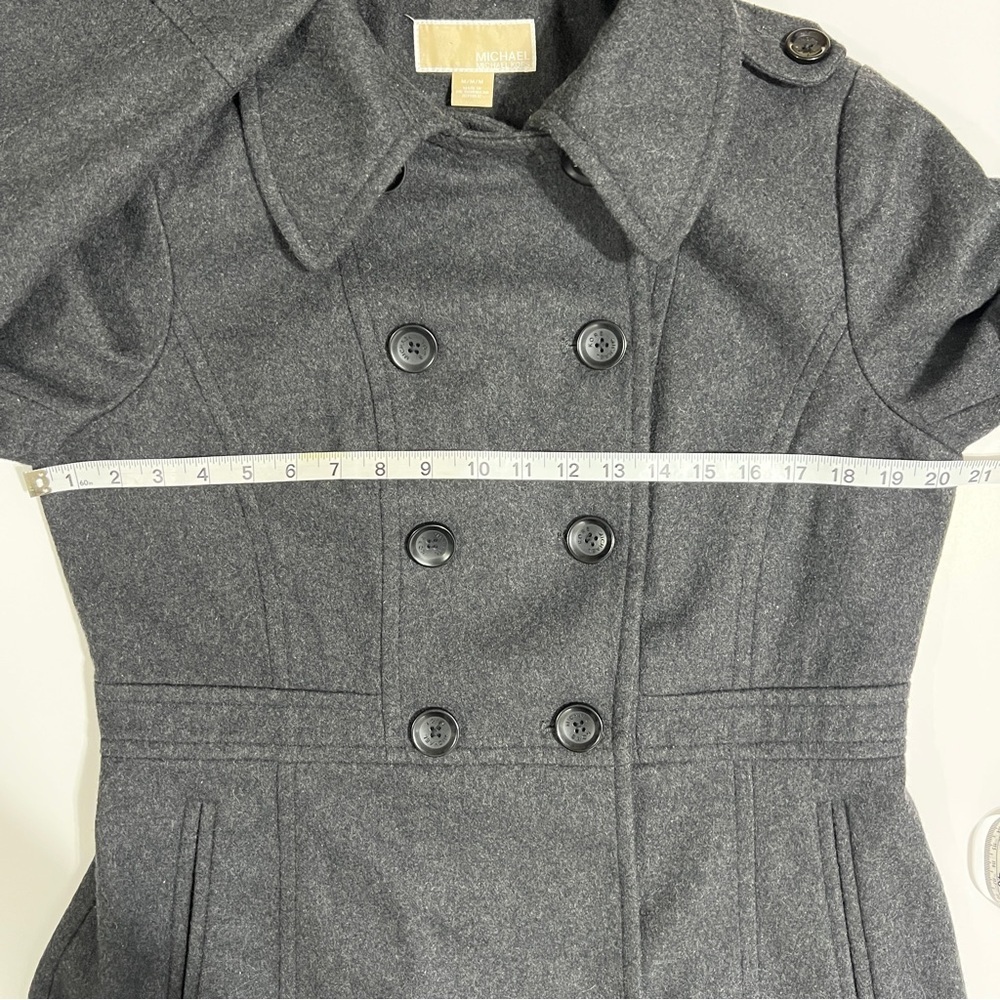 Michael Kors Double Breasted Pea Coat Charcoal Grey Size Medium Preppy Luxury - Picture 10 of 14
